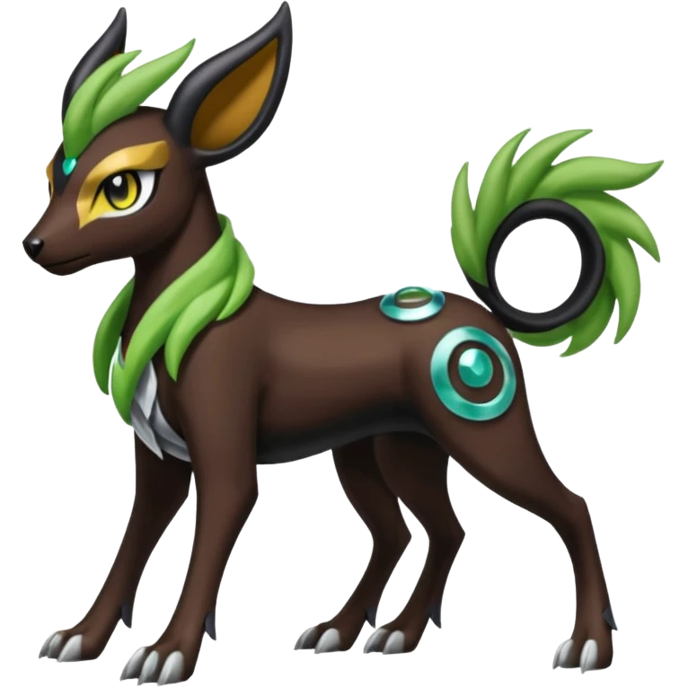 colorful shiny edgy cool badass Meloetta-Manectric-Zygarde-Houndoom-fusion-hybrid-Fakémon-creature, full body emoji