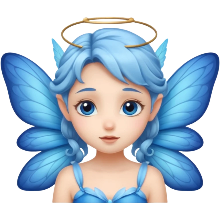 A shy fairy with soft blue wings emoji
