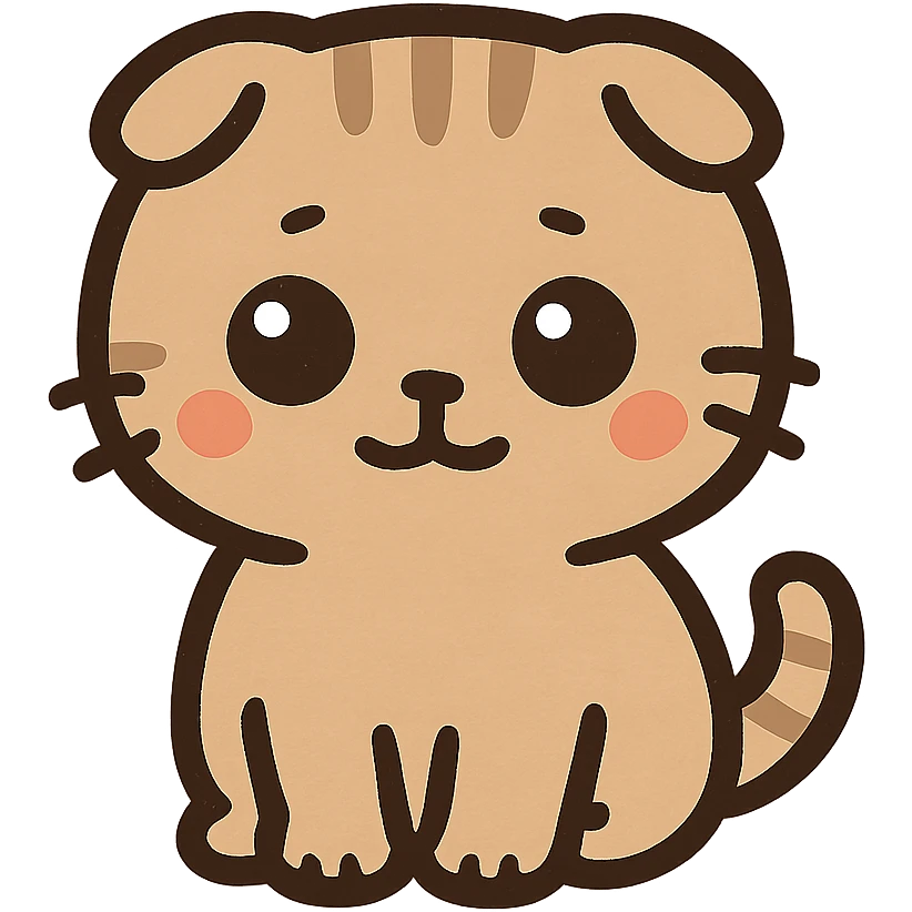 kawaii scottish fold kitten sitting, twitter style emoji emoji