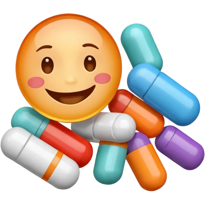 apochons avec des médicaments dedans qui sourient et rigolent emoji