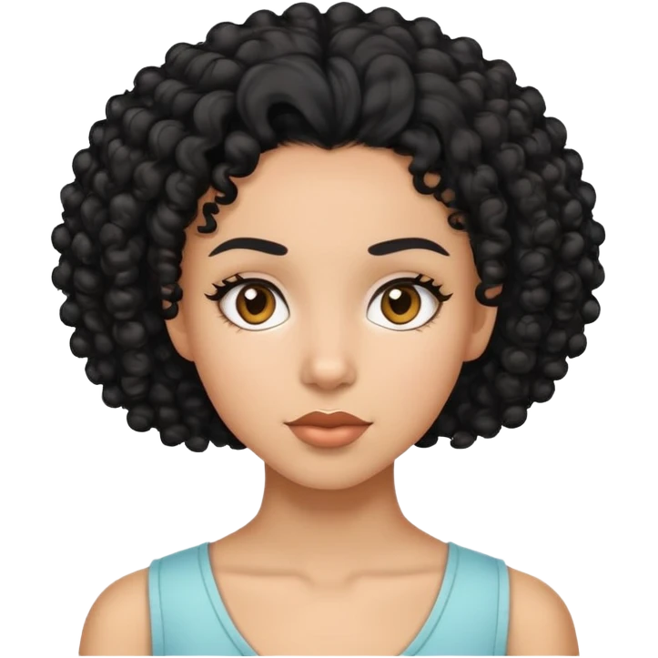 mixed-race girl with shaved curly black hair emoji