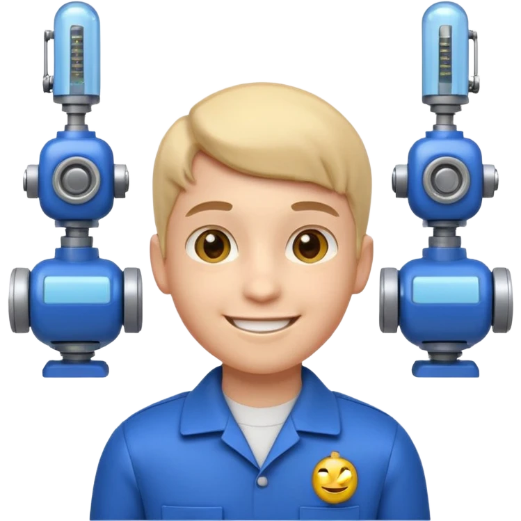 A 3D emoji with a Pixar style that the depicts a person who is learning to become a mechatronic as his highchool extended profile. He is a young boy in a highschool age. emoji