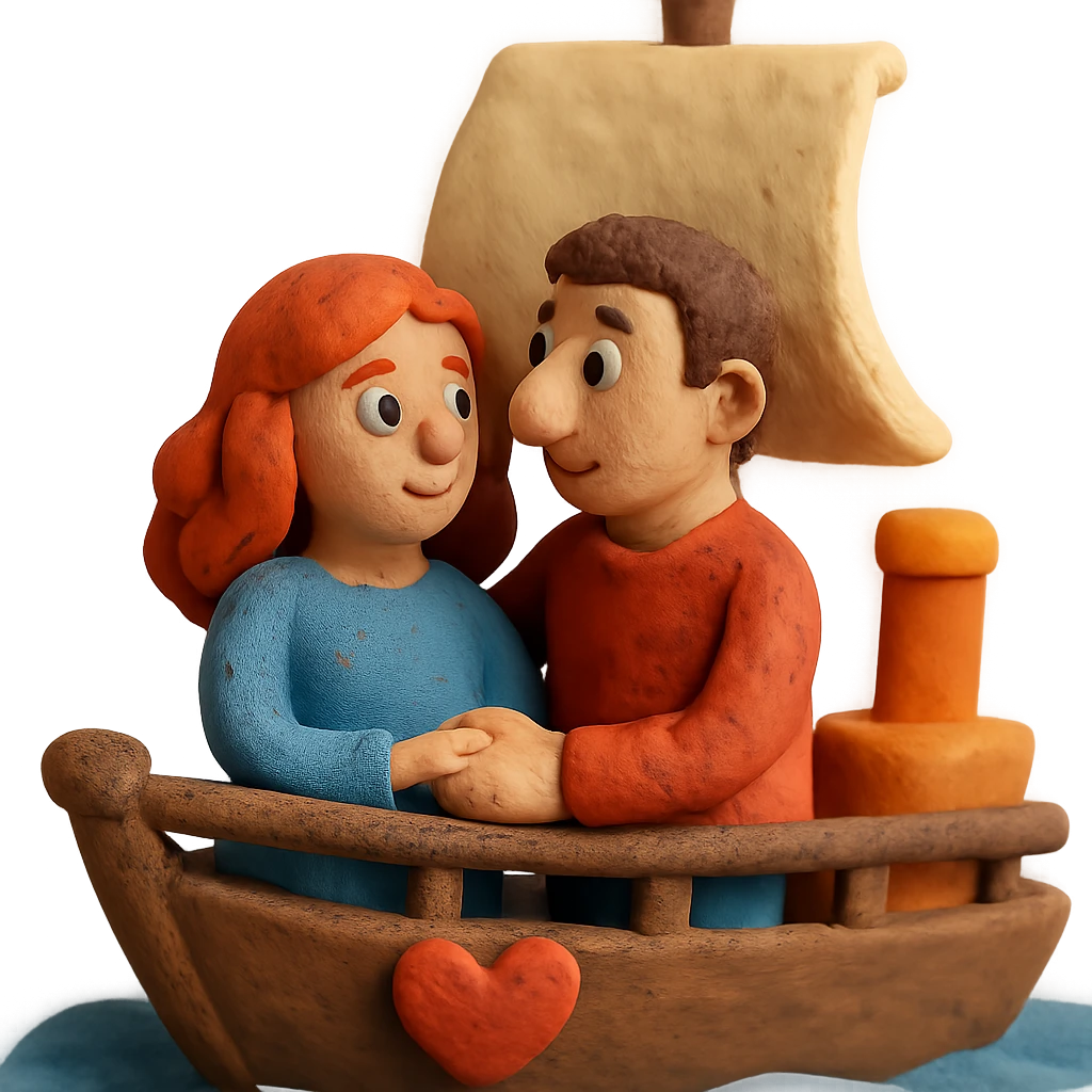 couple in love on a ship emoji