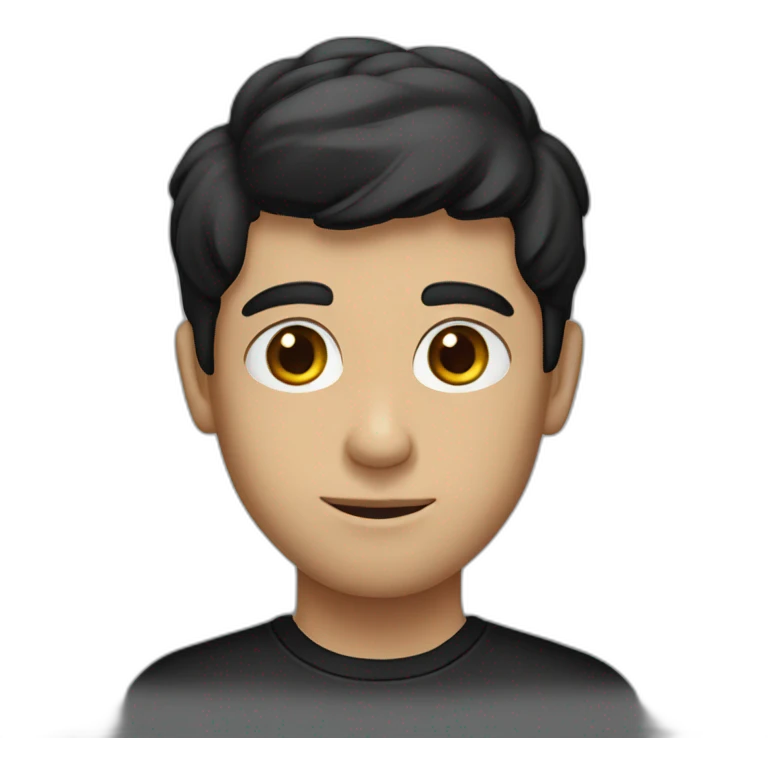 short black-haired white man in black T-shirt emoji