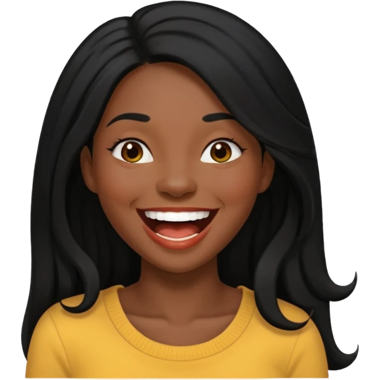 laughing black long haired woman emoji