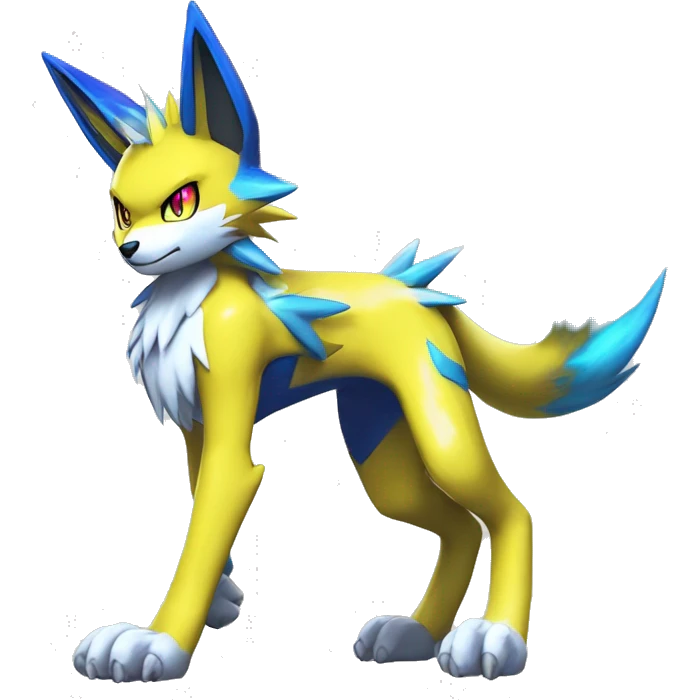 Shiny Colorful Anthro Edgy Cool Sonic-Zeraora-Renamon-Pokémon-Fakémon with neon markings Full Body Detailed High Quality  emoji