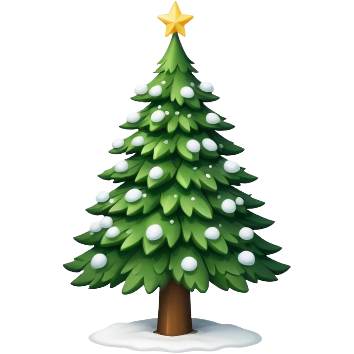 Christmas tree with white lights in nature and snow on top emoji