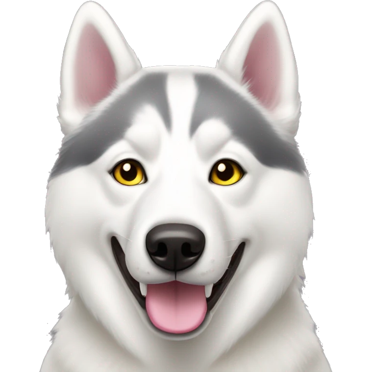 White husky with pink nose and yellow eyes  emoji