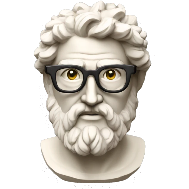 Ancient Greek King Odysseus Statue Face Only, Nerd, Glasses, Off-white, No color emoji