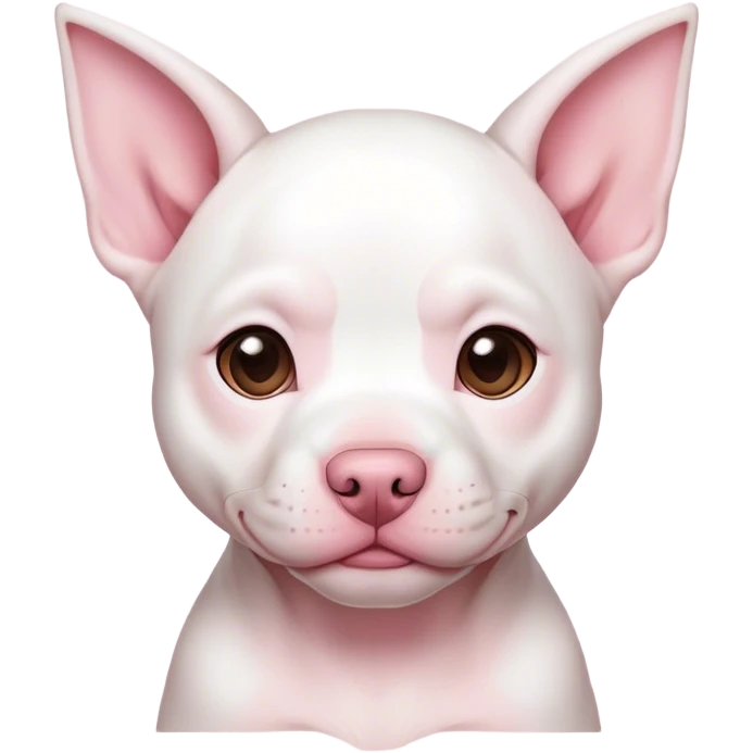 White pitbull puppy with big pointed ears and brown spot on eye emoji