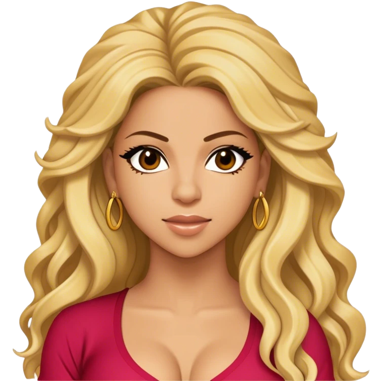Cinematic Realistic portrait of Shakira, shown as a dynamic pop icon with expressive features and detailed modern attire, illuminated by vibrant, energetic lighting that highlights her global influence emoji