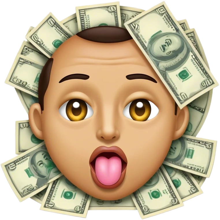 Sticking tongue out with money tongue and eyes emoji