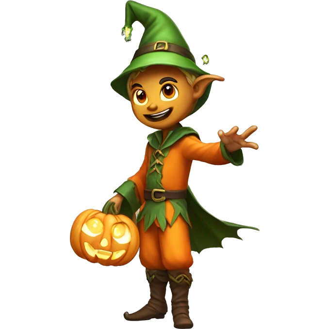 pumkin elf male casting a spell emoji