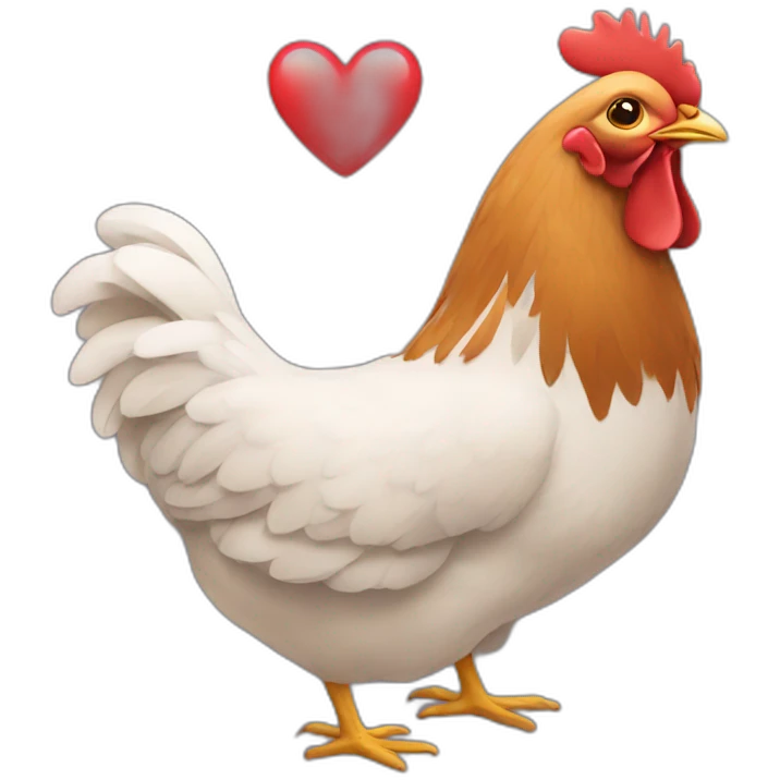 hen carries heart emoji