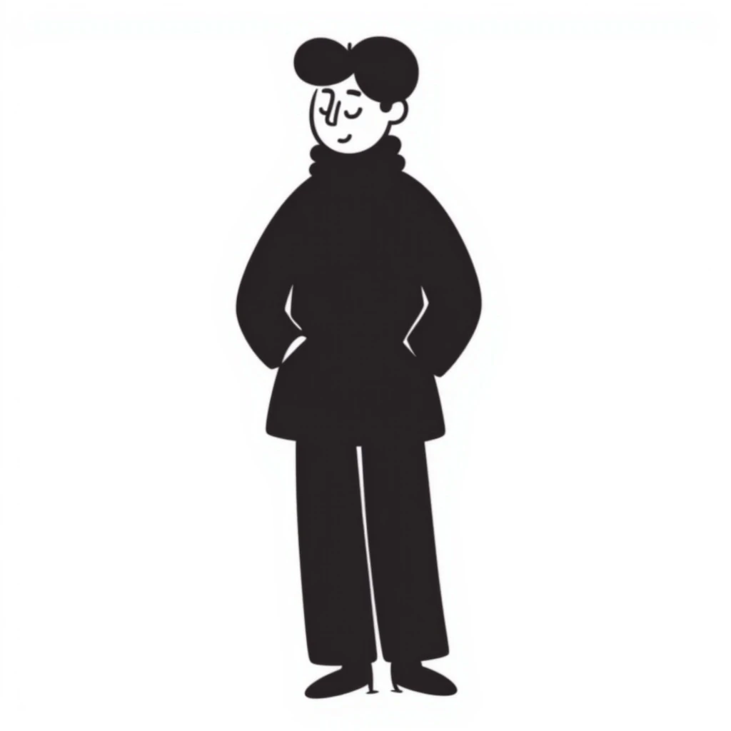 silhouette of a person, hand-drawn doodle style, simple and versatile, suitable as a profession icon emoji