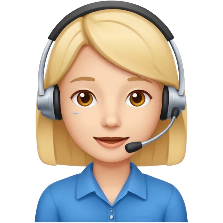 Modern flat emoji of a call center employee, friendly expression, minimalist design, bright colors, white or transparent background. emoji