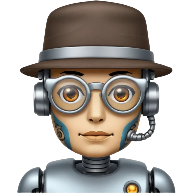 tattoed robot with hat and glasses emoji