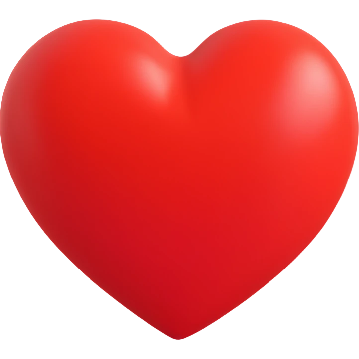 puffy heart, soft and rounded, vibrant red, cute and friendly emoji
