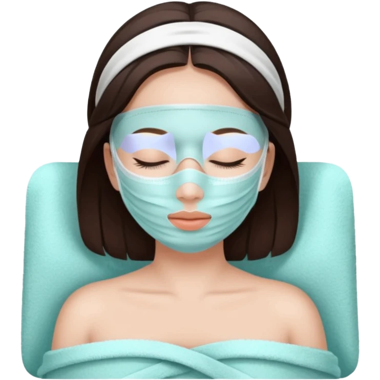 aesthetic brunette girl in spa face mask relaxe emoji