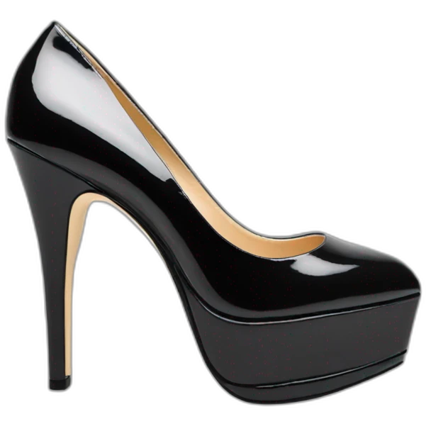 Black Patent Leather Daffodile Platform Heels emoji