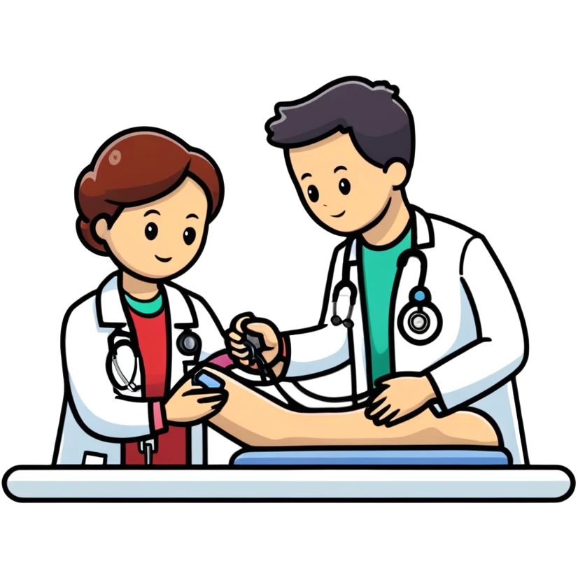 Doctor checking patient's blood pressure during annual medical check-up, healthcare screening emoji