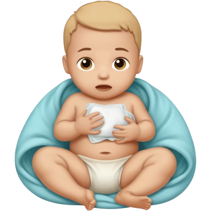 Newborn baby with a full of poop diaper emoji