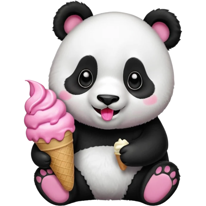Panda eating ice cream emoji