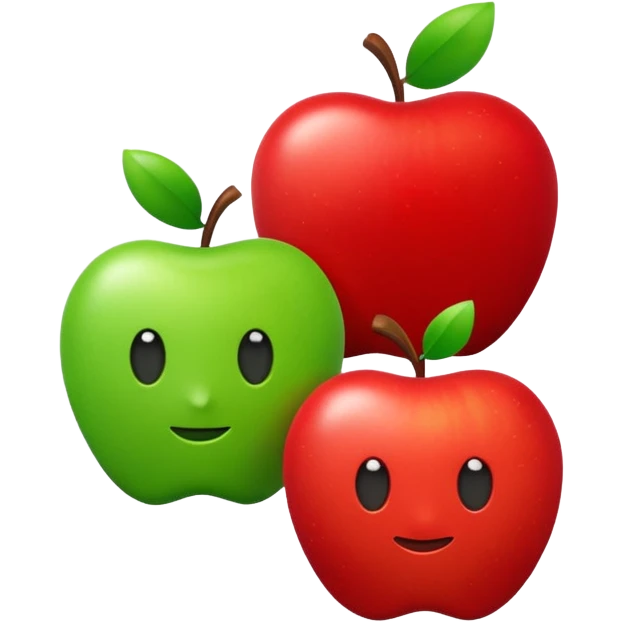 Two simple solid circles in Apple Emoji style, minimalist design, vibrant colors, no details, high contrast, clean edges, 3D glossy effect emoji