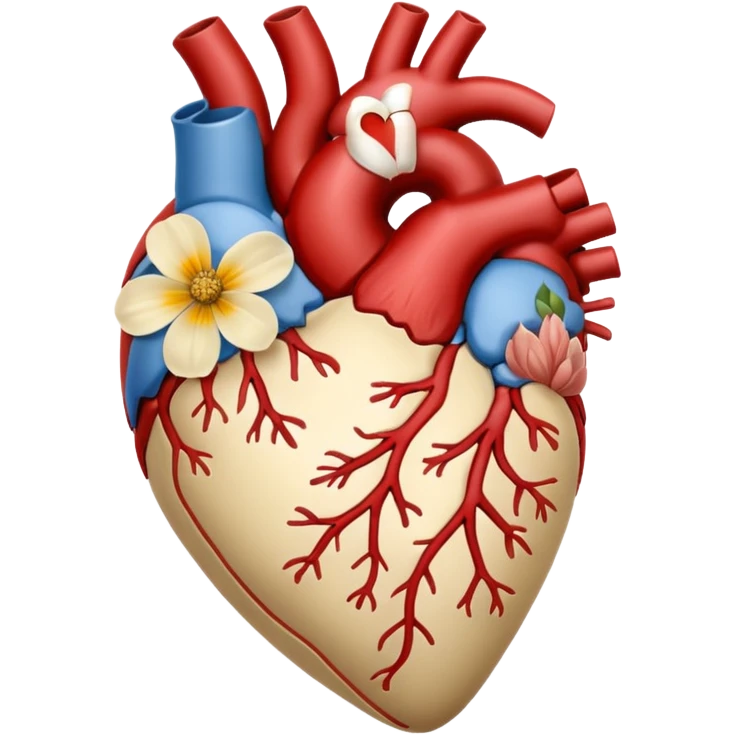 Anatomy heart + beige flowers emoji