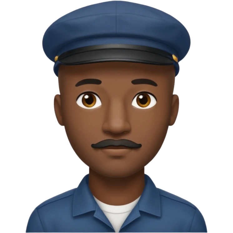 a tall dark hansome black man shaved head thin mustash with compton cap emoji