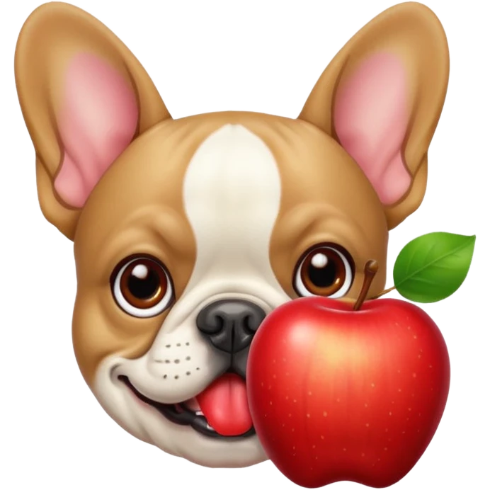 French bulldog eating apple emoji
