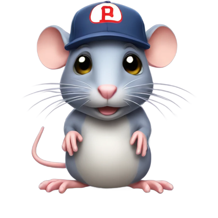 Rat with baseball hat emoji