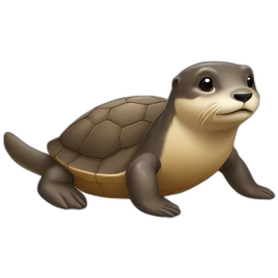 Une loutre sur une tortue emoji