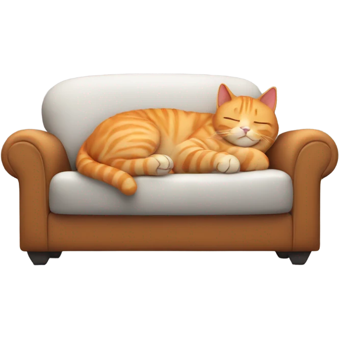 Sleeping snoring ginger cat on sofa emoji
