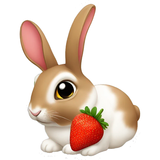 A rabbit eating strawberry emoji