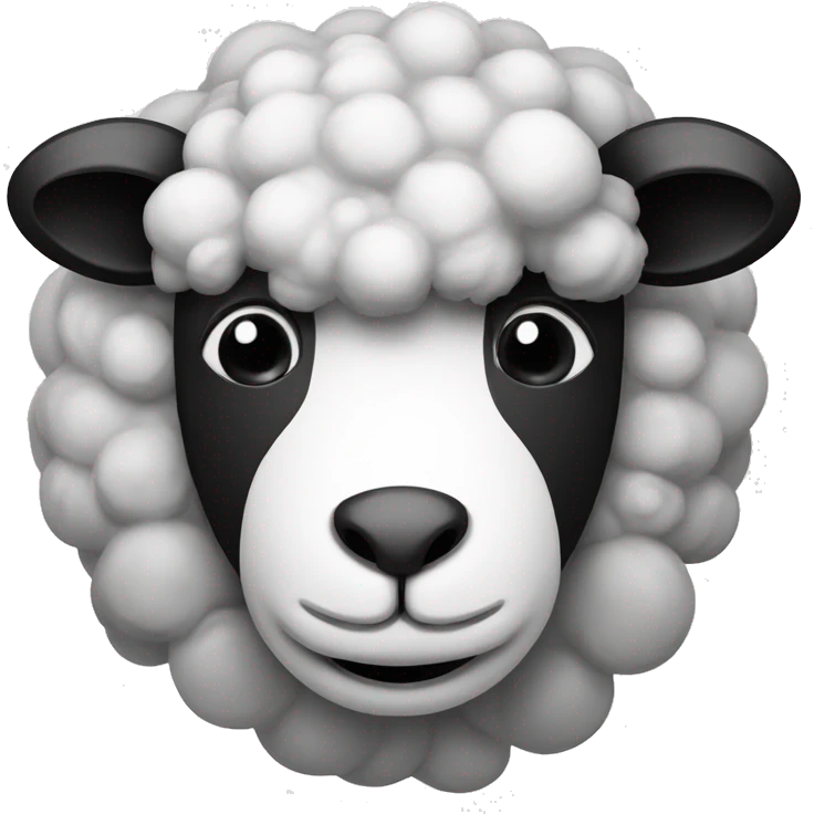 a paint with pencil of sheep face happy smiley icon, black and white emoji