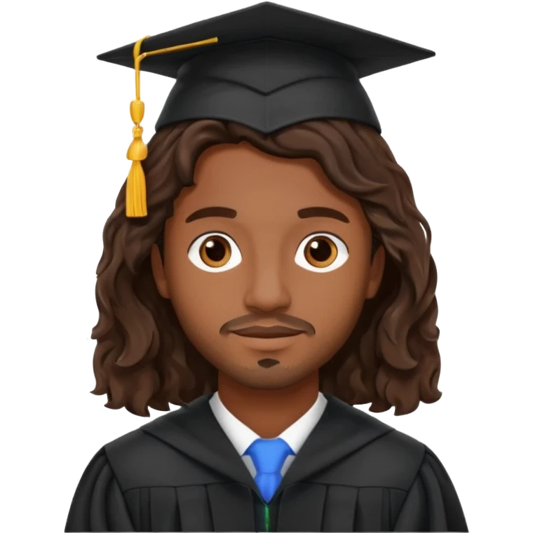 brown man, wavy hair, Brunette with graduation emoji