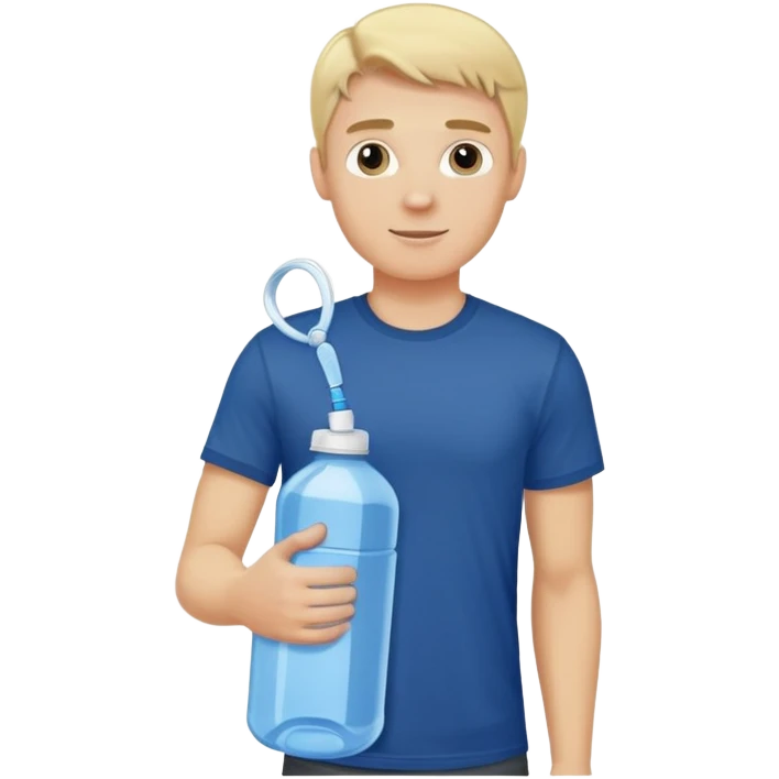 Blonde man with dark blue t shirt delivering gallon water bottle  emoji