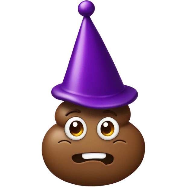 Poop wearing party hat with eggplant  emoji