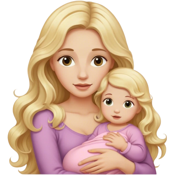 Long wavy blonde hair woman holding a baby girl emoji