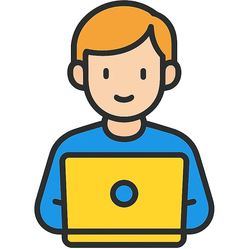 person working on a laptop, techie, simple, modern emoji