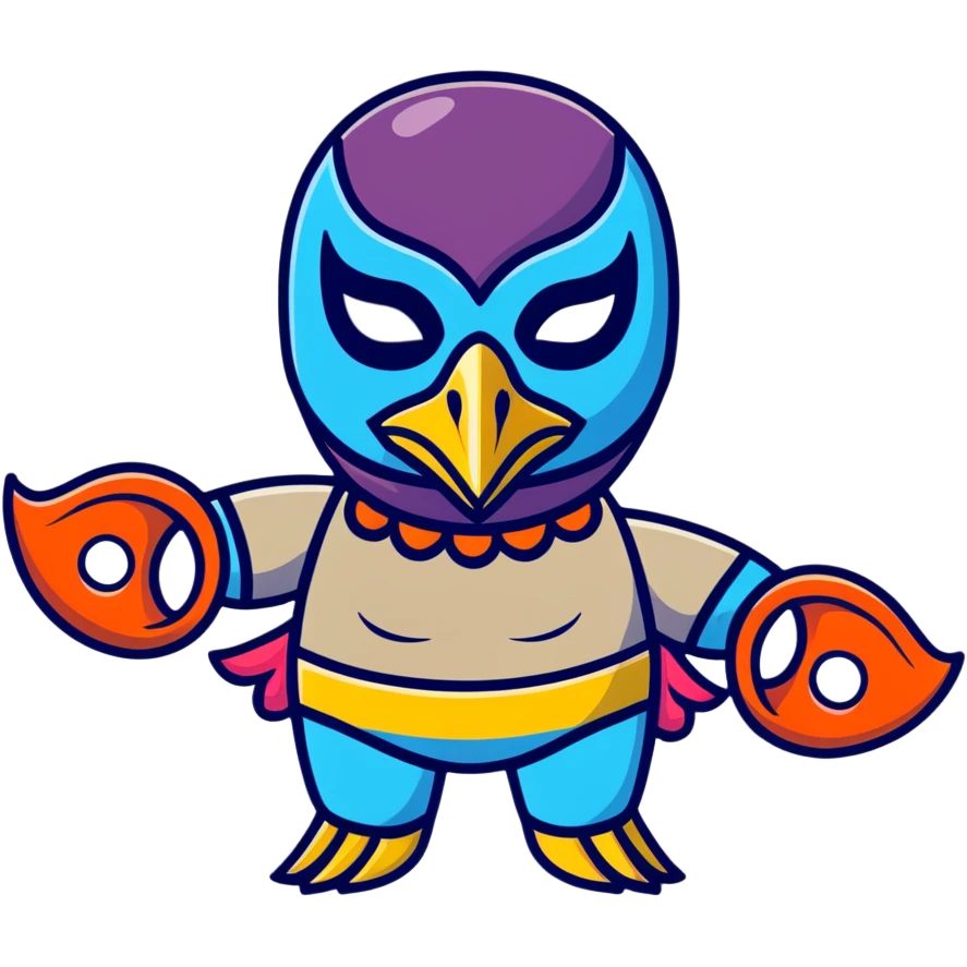 Louisiana themed luchador mask with pelican and New Orleans jazz elements emoji
