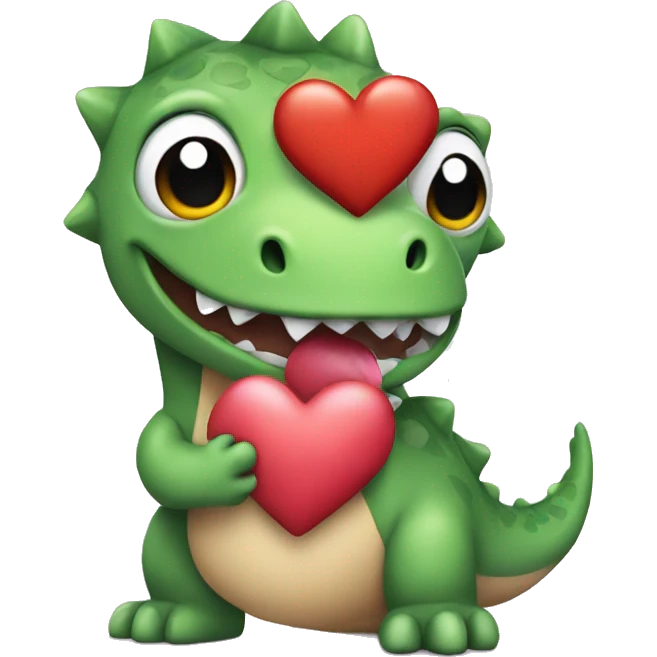 Cute dino holding a heart emoji