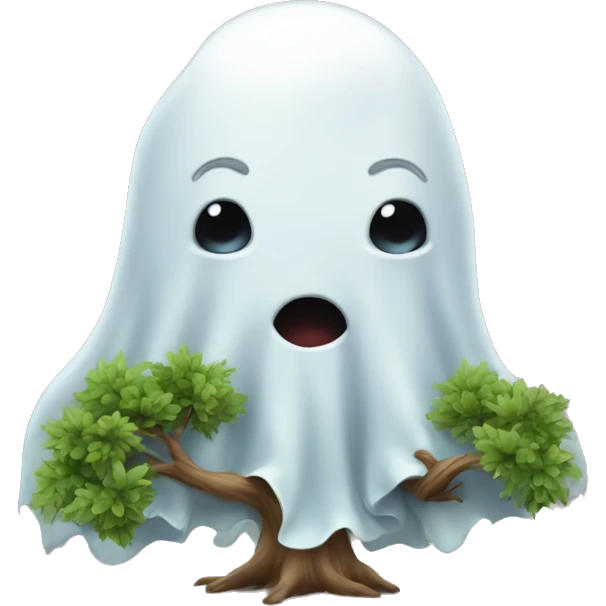 cute ghost with tree emoji