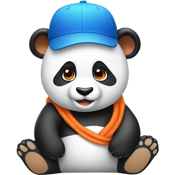 panda with orange and blue cap emoji