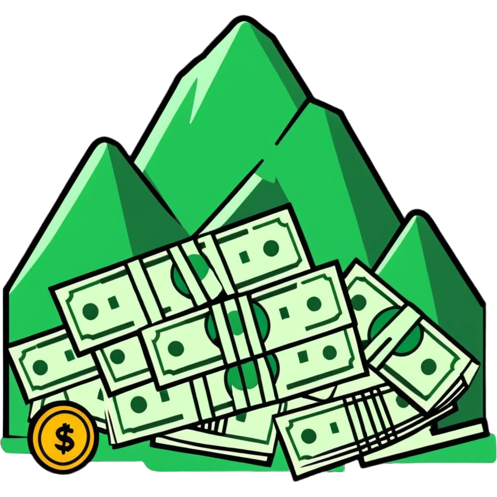 mountain of money bills and coins emoji