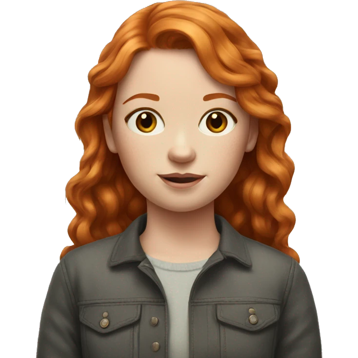 realistic portrait of a girl ginger hair emoji