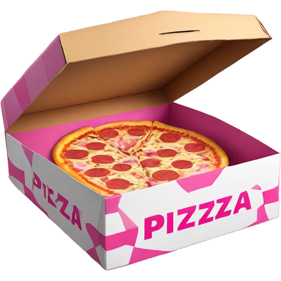Realistic Pink empty open pizza box isolated.  emoji
