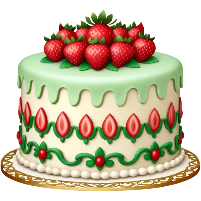 Vintage Cake strawberry Decoration emoji