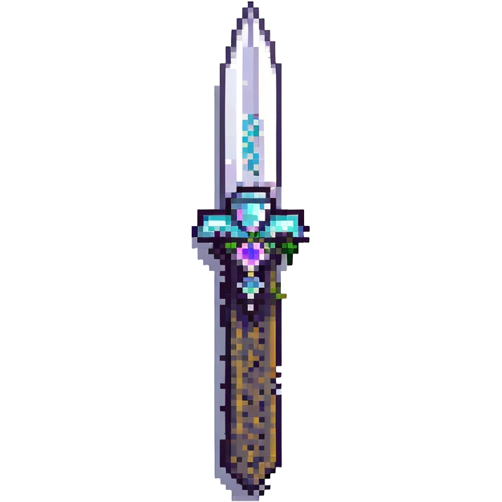 gothic knife pink with gemstone accents, pixel art style emoji